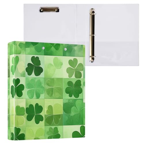 ZRWLUCKY Dreamy Clover Ringbuch mit Innentaschen, 3,8 cm, kariert, Grün, 1/2 Stück Ordner, Schulbedarf, Hardcover von ZRWLUCKY