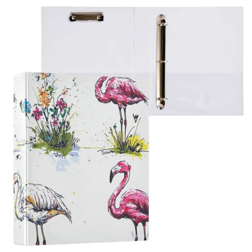 ZRWLUCKY Eleganter Flamingo-Ordner mit 3 Ringen, 3,5 cm, mit Klemmbrett, 1/2 Stück, für Studenten, Hardcover ZRWLUCKY Eleganter Flamingo-Ordner mit 3 Ringen, 3,5 cm, mit Klemmbrett, 1/2 Stück, für Studenten, Hardcover von ZRWLUCKY