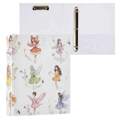 ZRWLUCKY Exquisite Sweet Fairy Ringbuch mit Ringen, 3,8 cm, mit Tascheneinband, 1/2 Packung Ordner für Studenten, 200 Blatt von ZRWLUCKY