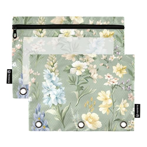 ZRWLUCKY Federmäppchen mit 3 Ringen, rustikales Blumenmuster, großes Fassungsvermögen, 2 transparente Aktenordner für Büro, Zuhause, Aufbewahrungstasche mit Reißverschluss ZRWLUCKY Federmäppchen mit 3 Ringen, rustikales Blumenmuster, großes Fassungsvermögen, 2 transparente Aktenordner für Büro, Zuhause, Aufbewahrungstasche mit Reißverschluss von ZRWLUCKY
