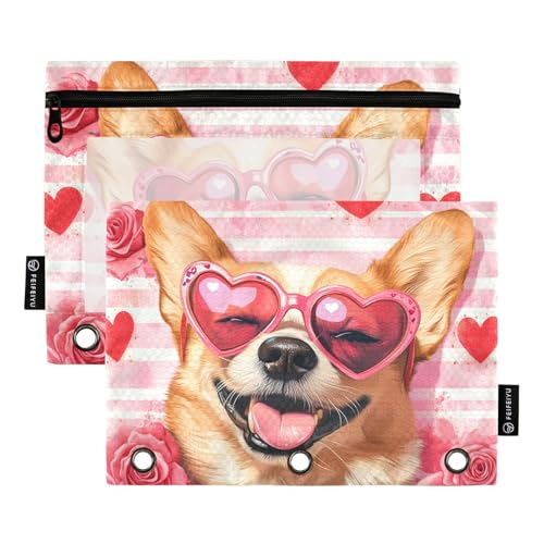 ZRWLUCKY Federmäppchen mit niedlichem Hund, Pfirsichrose, 3 Ringe, großes Fassungsvermögen, 2 Stück, transparente Aktenordner für Büro, Zuhause, Aufbewahrungstasche mit Reißverschluss ZRWLUCKY Federmäppchen mit niedlichem Hund, Pfirsichrose, 3 Ringe, großes Fassungsvermögen, 2 Stück, transparente Aktenordner für Büro, Zuhause, Aufbewahrungstasche mit Reißverschluss von ZRWLUCKY