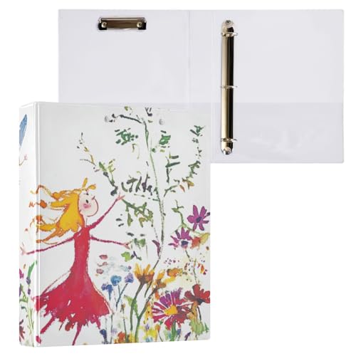 ZRWLUCKY Filigrane Feen- und Blumen-Notizbuch, 3,5 cm, Ordner mit Klemmbrett, 1/2 Packung Ordner, Schulbedarf, 200 Blatt von ZRWLUCKY