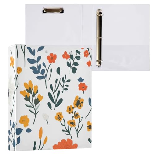 ZRWLUCKY Florals Dahlia White 3,8 cm Ordner mit drei Ringen, Ordner mit Klemmbrett, 1/2 Packung Ordner, Büroordner, Zubehör, 200 Blatt von ZRWLUCKY
