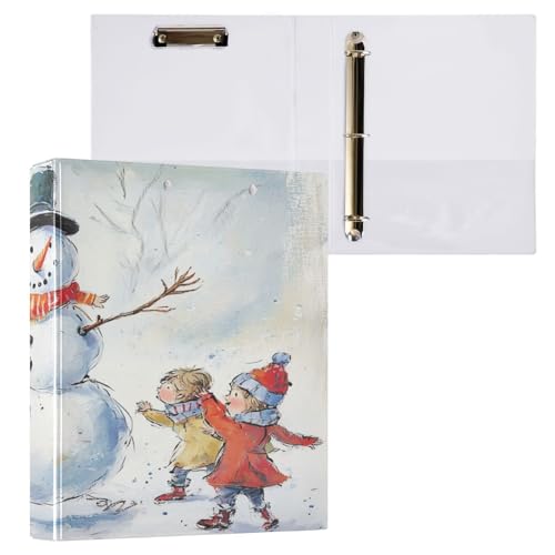 ZRWLUCKY Frosty Snowman is Coming to Life and Playing with Children Notizbuch, 3,8 cm, runde Ringordner mit Klemmbrett, 1/2 Packungen, Bürobedarf, Hardcover von ZRWLUCKY