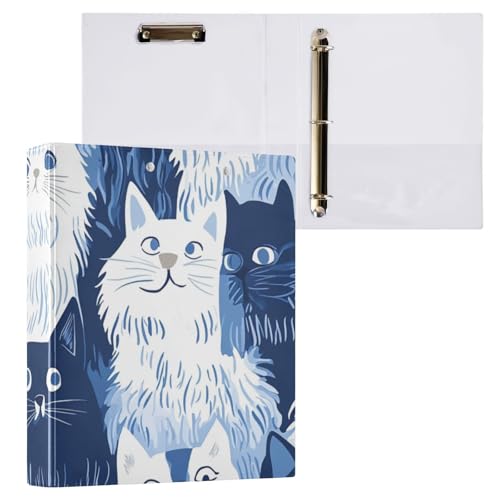 ZRWLUCKY Funny Cats Ringordner mit Innentaschen, 27,9 x 21,6 cm, Marineblau, 27,9 x 21,6 cm, Hardcover von ZRWLUCKY