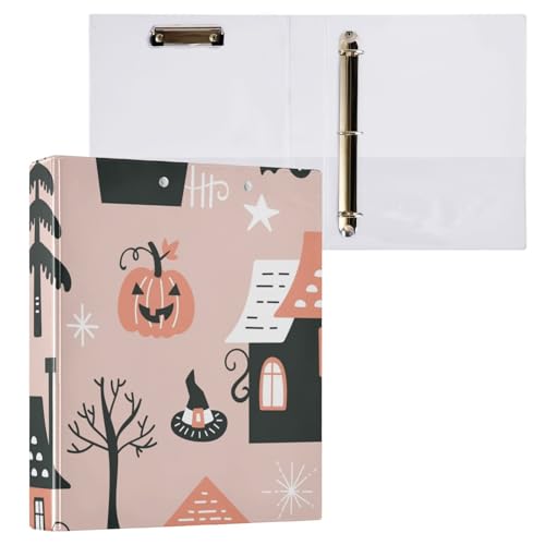 ZRWLUCKY Funny House Pattern Pfirsich-Ringbücher 3,8 cm mit Klemmbrett, 1/2 Packungen für Briefgröße (27,9 x 21,6 cm), Hardcover von ZRWLUCKY