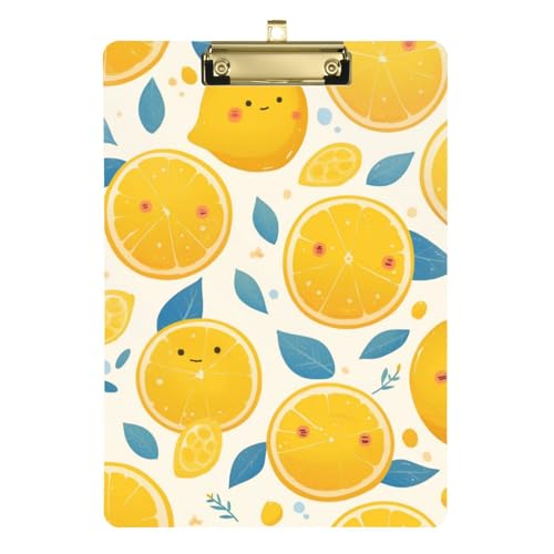 ZRWLUCKY Gelbe Zitronen- und Blätter-Klemmbretter, Briefgröße, Standardloch für Lehrer, Krankenpflege, Größe 22,9 x 30,5 cm von ZRWLUCKY