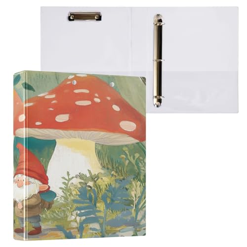 ZRWLUCKY Gnome and Mushrooms 1 und 1/2 Zoll Ordner mit drei Ringen und Klemmbrett, 1/2 Packungen, verschiedene Ordner, Hardcover von ZRWLUCKY