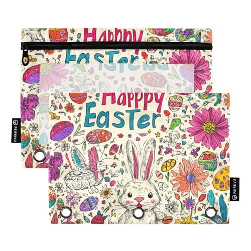 ZRWLUCKY Happy Easter Hase 3-Ring-Ordner mit großem Fassungsvermögen, 2 transparente Aktenordner für Büro, Zuhause, Aufbewahrungstasche mit Reißverschluss ZRWLUCKY Happy Easter Hase 3-Ring-Ordner mit großem Fassungsvermögen, 2 transparente Aktenordner für Büro, Zuhause, Aufbewahrungstasche mit Reißverschluss von ZRWLUCKY