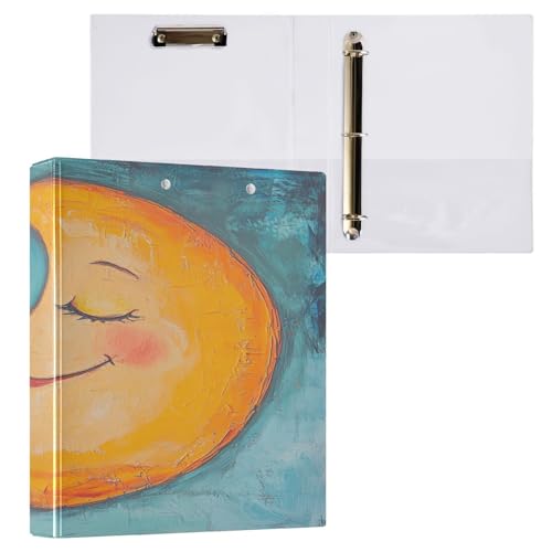 ZRWLUCKY Happy Moon Ringbuch mit runden Ringen, 3,8 cm (1 1/2 Zoll), Notizbuch, Ordner mit Taschen, 1/2 Stück, Schulbedarf, Hardcover von ZRWLUCKY