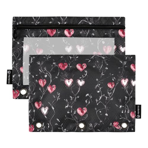 ZRWLUCKY Heart and White Branch Black 3 Ring Large Capacity Binders Pencil Pouch 2 pcs Clear File Folders for Office Home Zipper Storage Bag ZRWLUCKY Heart and White Branch Black 3 Ring Large Capacity Binders Pencil Pouch 2 pcs Clear File Folders for Office Home Zipper Storage Bag von ZRWLUCKY