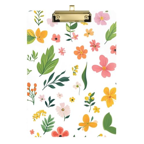 ZRWLUCKY Klapp-Klemmbrett mit Blättern und Blumen, transparent, für Hausaufgaben, Kindergröße, 22,9 x 30,5 cm von ZRWLUCKY