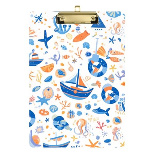 ZRWLUCKY Kleines Meeremuster, Reise-Klemmbrett, wasserdicht, für Fußball-, LKW-Fahrer, Größe 22,9 x 30,5 cm von ZRWLUCKY