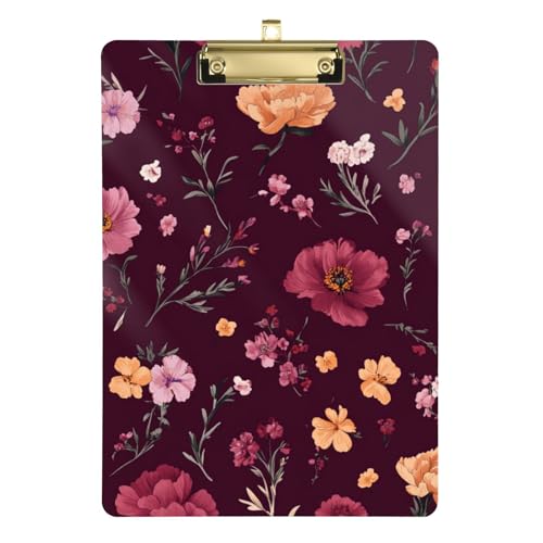 ZRWLUCKY Klemmbrett im Vintage-Stil, kleine Blumen, Burgunderrot, Standardloch für Fußball-LKW-Fahrer, Größe 22,9 x 30,5 cm ZRWLUCKY Klemmbrett im Vintage-Stil, kleine Blumen, Burgunderrot, Standardloch für Fußball-LKW-Fahrer, Größe 22,9 x 30,5 cm von ZRWLUCKY