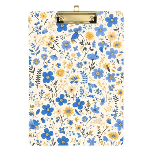 ZRWLUCKY Klemmbrett mit Blumenmotiv, Blau und Gelb, wasserdicht, für Polizei, Krankenschwester, Fußball, Trainer, Größe 9 x 12 ZRWLUCKY Klemmbrett mit Blumenmotiv, Blau und Gelb, wasserdicht, für Polizei, Krankenschwester, Fußball, Trainer, Größe 9 x 12 von ZRWLUCKY