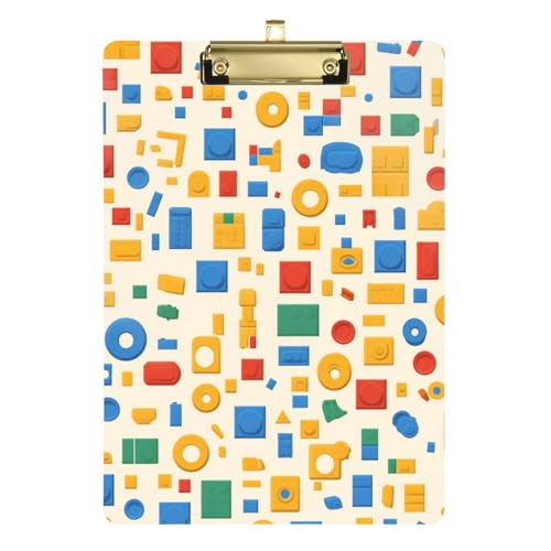 ZRWLUCKY Klemmbrett mit Cartoon-Baustein-Muster, transparent, für Fußball-LKW-Fahrer, Größe 22,9 x 30,5 cm von ZRWLUCKY