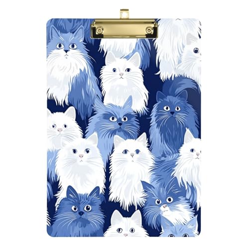 ZRWLUCKY Klemmbrett mit Katzen, Marineblau, Still-Edition, wasserdicht, für Klemmbrett, Lehrer, Größe 22,9 x 30,5 cm von ZRWLUCKY