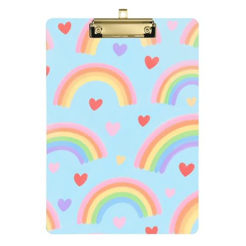 ZRWLUCKY Klemmbrett mit Regenbogen- und Herzmotiven, Acryl, niedlich, für Hausaufgaben, pädiatrisch, Größe 22,9 x 30,5 cm ZRWLUCKY Klemmbrett mit Regenbogen- und Herzmotiven, Acryl, niedlich, für Hausaufgaben, pädiatrisch, Größe 22,9 x 30,5 cm von ZRWLUCKY