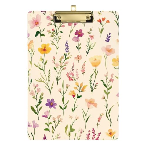 ZRWLUCKY Klemmbrett mit Sommerblumen, Freesie, Beige, Hartfaserplatte für Lehrer, Portfolio, Klemmbrett, Größe 22,9 x 30,5 cm von ZRWLUCKY