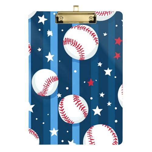 ZRWLUCKY Klemmbrett mit Streifenhintergrund, Baseball, Sprachtherapie, transparent, für Klemmbrett, Lehrer, Größe 22,9 x 30,5 cm von ZRWLUCKY