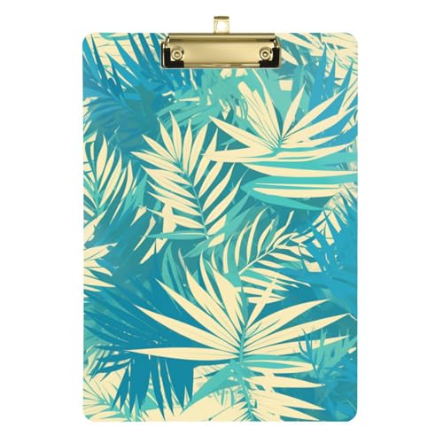 ZRWLUCKY Kompaktes Klemmbrett mit tropischem Palmblatt, Kunststoff, für personalisierte Klemmbretter für Lehrer, Größe 22,9 x 30,5 cm von ZRWLUCKY