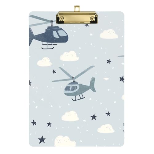 ZRWLUCKY Lustiges Klemmbrett mit Hubschrauber und Sternen, Acryl, niedlich, für Trainer, medizinisches Klassenzimmer, Größe 22,9 x 30,5 cm von ZRWLUCKY