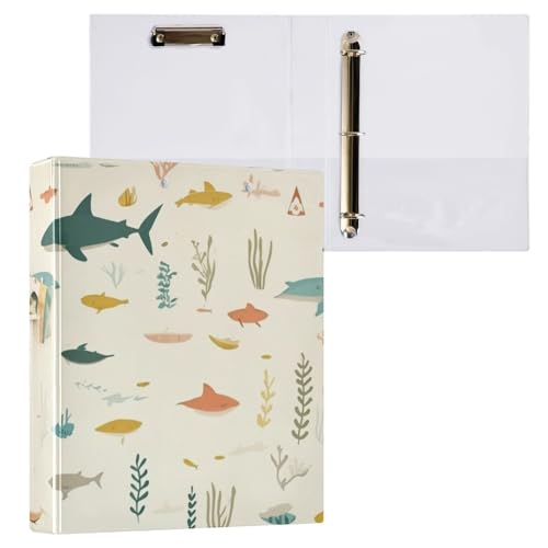 ZRWLUCKY Meer-Muster, Beige, 3,5 cm Ringbuch mit Klemmbrett, 1/2 Packung Ordner, Bürobedarf, 200 Blatt von ZRWLUCKY