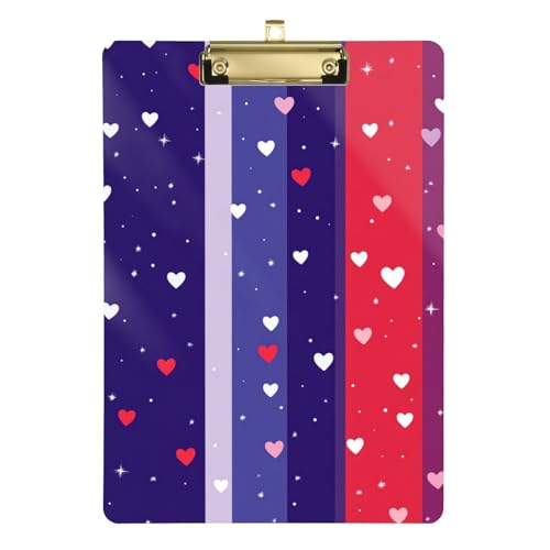 ZRWLUCKY Metall-Klemmbrett mit lila Herzen und Streifen, schmal, Acryl, niedlich, für Fußball, Softball, Coaching, Größe 22,9 x 30,5 cm ZRWLUCKY Metall-Klemmbrett mit lila Herzen und Streifen, schmal, Acryl, niedlich, für Fußball, Softball, Coaching, Größe 22,9 x 30,5 cm von ZRWLUCKY
