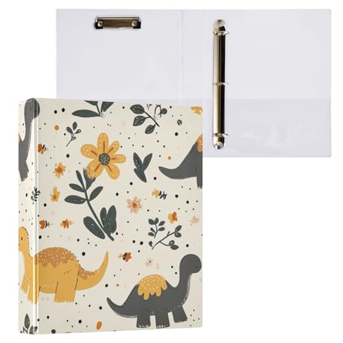 ZRWLUCKY Niedliche Dinosaurier und Pflanzen, 3,8 cm, Ringbuch mit Tascheneinband, 1/2 Packungen, ästhetischer Ordner, 200 Blatt von ZRWLUCKY