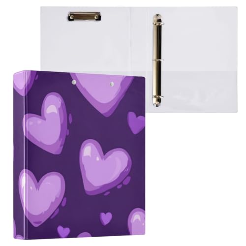 ZRWLUCKY Ordner mit 3 Ringen, mit Klemmbrett, Violettes Herzmuster, 3,8 cm, 200 Blatt ZRWLUCKY Ordner mit 3 Ringen, mit Klemmbrett, Violettes Herzmuster, 3,8 cm, 200 Blatt von ZRWLUCKY