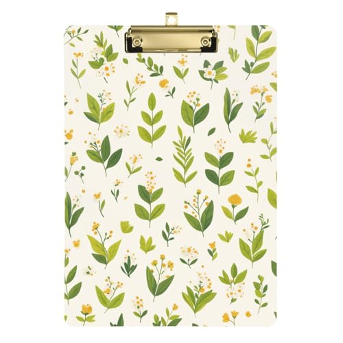ZRWLUCKY Ordner mit Klemmbrett, Motiv: grüne Blätter, Blumen, Hartfaserplatte für Lehrer, Größe 22,9 x 30,5 cm ZRWLUCKY Ordner mit Klemmbrett, Motiv: grüne Blätter, Blumen, Hartfaserplatte für Lehrer, Größe 22,9 x 30,5 cm von ZRWLUCKY