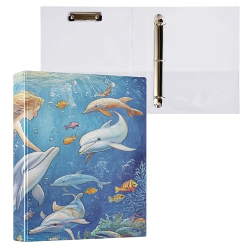 ZRWLUCKY Ordner mit Meerjungfrauen- und Fischmuster, 3,5 cm, Drei-Ringbuch mit Klemmbrett, 1/2 Stück Ordner, Büroordner, Hardcover ZRWLUCKY Ordner mit Meerjungfrauen- und Fischmuster, 3,5 cm, Drei-Ringbuch mit Klemmbrett, 1/2 Stück Ordner, Büroordner, Hardcover von ZRWLUCKY