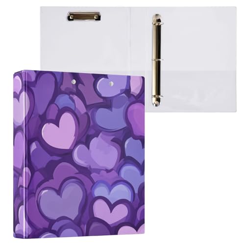ZRWLUCKY Overlapping Love Purple 1 und 1/2 Zoll Notizbuch, 3 Ringbücher mit Klemmbrett, 1/2 Packungen, Bürobedarf, Hardcover von ZRWLUCKY