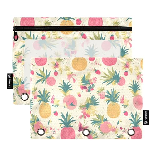 ZRWLUCKY Pineapple Tropical Fruits 3-Ring-Ordner mit großem Fassungsvermögen, Bleistiftbeutel, 2 Stück, transparente Aktenordner für Büro, Zuhause, Aufbewahrungstasche mit Reißverschluss ZRWLUCKY Pineapple Tropical Fruits 3-Ring-Ordner mit großem Fassungsvermögen, Bleistiftbeutel, 2 Stück, transparente Aktenordner für Büro, Zuhause, Aufbewahrungstasche mit Reißverschluss von ZRWLUCKY