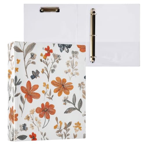 ZRWLUCKY Ringbuch mit Blumen- und Auto-Muster, 3,8 cm (1 1/2 Zoll), mit Innentaschen, 1/2 Packungen, Ordner für Schule, Hardcover von ZRWLUCKY