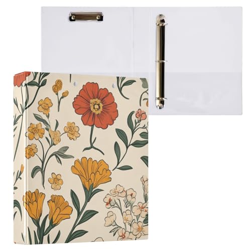 ZRWLUCKY Ringbuch mit Terrakotta-Blumen, 3,8 cm, runde Ringbücher mit Tascheneinband, 1/2er-Pack, Büroordner, Zubehör, 200 Blatt von ZRWLUCKY