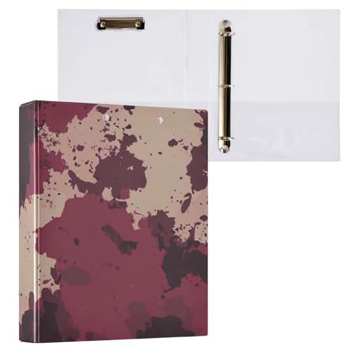 ZRWLUCKY Ringbuch mit drei Ringen, Camouflage, Burgunderrot, 3,5 cm, mit Taschen, 1/2 Stück, Schulbinder, Hardcover von ZRWLUCKY