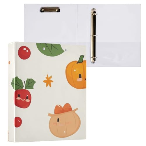 ZRWLUCKY Ringbuch mit niedlichem Muster, gelb, rund, 1 und 1/2 Zoll, mit Klemmbrett, 1/2 Packung Ordner, Schulbedarf, Hardcover von ZRWLUCKY
