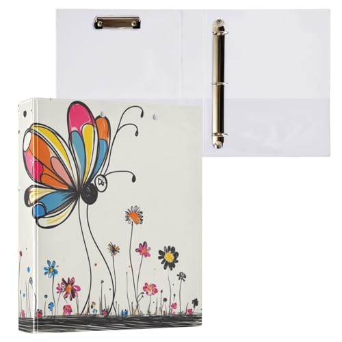 ZRWLUCKY Ringbuch mit niedlichem buntem Schmetterling, Beige, 1 und 1/2 Zoll, runde Ringbücher mit Tascheneinband, 1/2er-Pack, Büroordner, 200 Blatt ZRWLUCKY Ringbuch mit niedlichem buntem Schmetterling, Beige, 1 und 1/2 Zoll, runde Ringbücher mit Tascheneinband, 1/2er-Pack, Büroordner, 200 Blatt von ZRWLUCKY