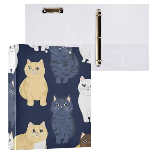 ZRWLUCKY Ringbuch mit niedlichen, kurzhaarigen Katzen, Marineblau, 3,8 cm, Ringordner mit Taschen, 1/2er-Pack, Büroordner, 200 Blatt ZRWLUCKY Ringbuch mit niedlichen, kurzhaarigen Katzen, Marineblau, 3,8 cm, Ringordner mit Taschen, 1/2er-Pack, Büroordner, 200 Blatt von ZRWLUCKY
