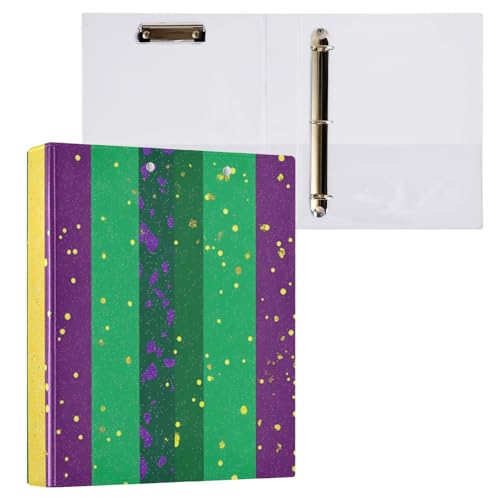 ZRWLUCKY Ringbuch mit runden Ringen, gestreift, 1 und 1/2 Zoll, mit Taschen, 1/2 Stück, Ordner für Studenten, Hardcover von ZRWLUCKY