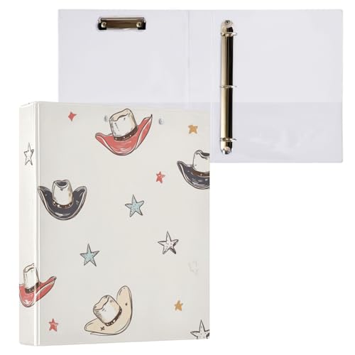 ZRWLUCKY Ringbücher mit Klemmbrett, Kuhhüte und Sterne, Beige, 3,8 cm, mit Klemmbrett, 1/2 Stück, verschiedene Ordner, Hardcover von ZRWLUCKY