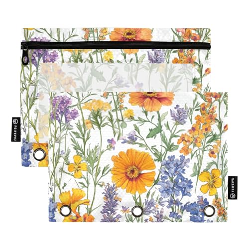 ZRWLUCKY Ringelblume, weißes 3-Ringelblumen-Design, großes Fassungsvermögen, Federmäppchen, 2 Stück, transparente Aktenordner für Büro, Zuhause, Aufbewahrungstasche mit Reißverschluss ZRWLUCKY Ringelblume, weißes 3-Ringelblumen-Design, großes Fassungsvermögen, Federmäppchen, 2 Stück, transparente Aktenordner für Büro, Zuhause, Aufbewahrungstasche mit Reißverschluss von ZRWLUCKY