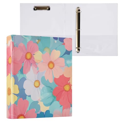 ZRWLUCKY Ringordner mit Wildblumenmuster, schöne runde Ringbücher mit Klemmbrett, 1/2 Packungen, Ordner für Studenten, 200 Blatt von ZRWLUCKY