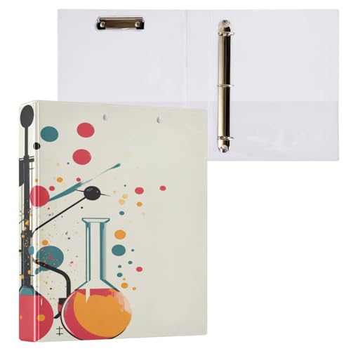 ZRWLUCKY Science Set Beige 3,8 cm Ordner mit drei Ringen und Klemmbrett, 1/2 Packungen, Büroordner, 200 Blatt von ZRWLUCKY