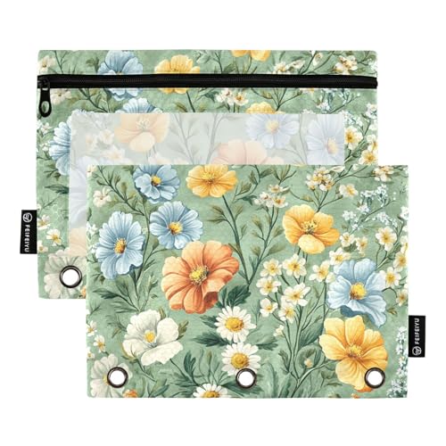 ZRWLUCKY Spring Stiefmütterchen mit 3 Ringen, großes Fassungsvermögen, Federmäppchen, 2 transparente Aktenordner für Büro, Zuhause, Aufbewahrungstasche mit Reißverschluss ZRWLUCKY Spring Stiefmütterchen mit 3 Ringen, großes Fassungsvermögen, Federmäppchen, 2 transparente Aktenordner für Büro, Zuhause, Aufbewahrungstasche mit Reißverschluss von ZRWLUCKY