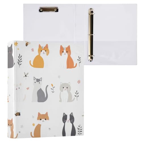 ZRWLUCKY Sweet Singapura Cats White 3 Ringbuch mit Taschen, 1/2 Packung Ordner, Bürobedarf, 200 Blatt von ZRWLUCKY