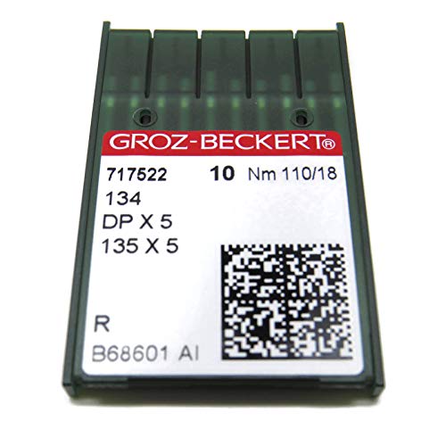 Groz-Beckert Industrie-Nähmaschinennadeln – 134R 135X5 DPX5, Packung mit 10 Stück, alle Größen 110/18 von ZS