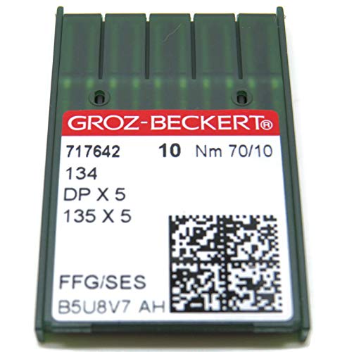 Groz-Beckert Industrie-Nähmaschinennadeln – 134R 135X5 DPX5, Packung mit 10 Stück, alle Größen 70/10 Groz-Beckert Industrie-Nähmaschinennadeln – 134R 135X5 DPX5, Packung mit 10 Stück, alle Größen 70/10 von ZS