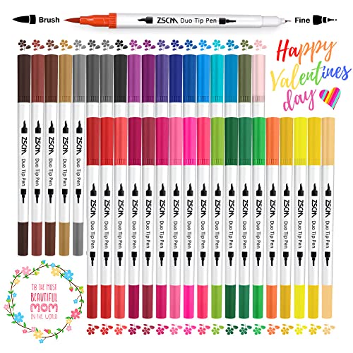 ZSCM Dual Tip farbige Pinselstifte Art Markers Set, 36 Farben Fine Point Kalligraphie Marker Journal Stifte für Erwachsene Malbücher Zeichnen Bullet Journal Planner Kalender Kunstprojekte… von ZSCM